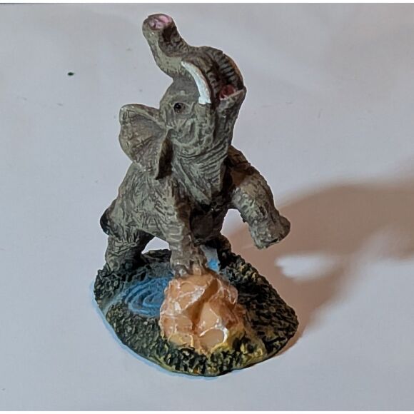 Vintage Resin Elephant Figurine – Trunk Up Good Luck – Pride Style Decor - Picture 2 of 6